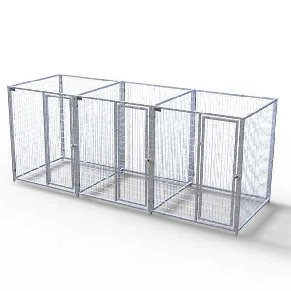 TK Products Complete 5’W x 5’L x 6’H Kennel Run w/ Stainless Steel Hardware - 3-Run Yes - Dog Kennels & Runs by TK Products