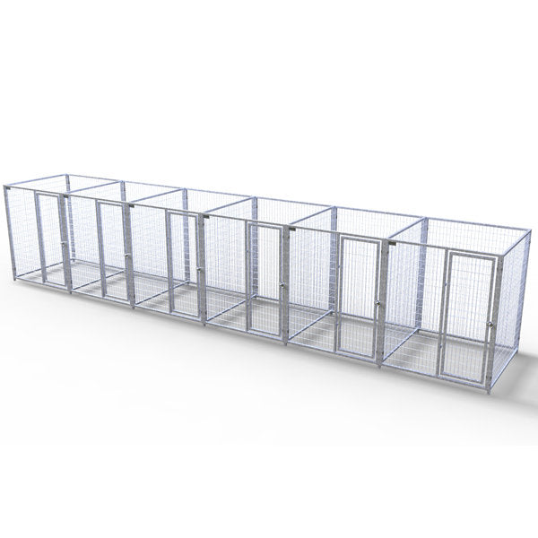 TK Products Complete 5’W x 5’L x 6’H Kennel Run w/ Stainless Steel Hardware - 6-Run Yes - Dog Kennels & Runs by TK Products