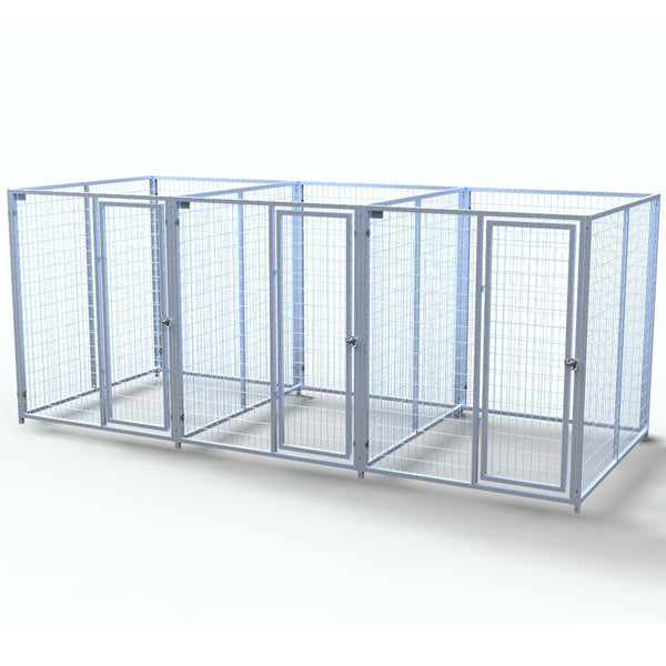 TK Products Complete 5’W x 6’L x 6’H Kennel Run w/ Stainless Steel Hardware - 3-Run Yes - Dog Kennels & Runs by TK Products