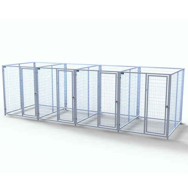 TK Products Complete 5’W x 6’L x 6’H Kennel Run w/ Stainless Steel Hardware - 4-Run Yes - Dog Kennels & Runs by TK Products