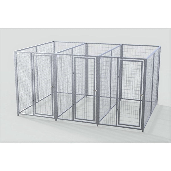 TK Products Complete 4’W x 8’L x 6’H Kennel Run w/ Stainless Steel Hardware - 3-Run Yes - Dog Kennels & Runs by TK Products
