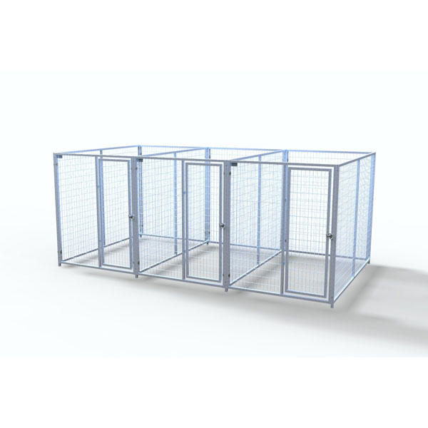 TK Products Complete 5’W x 8’L x 6’H Kennel Run w/ Stainless Steel Hardware - 3-Run Yes - Dog Kennels & Runs by TK Products