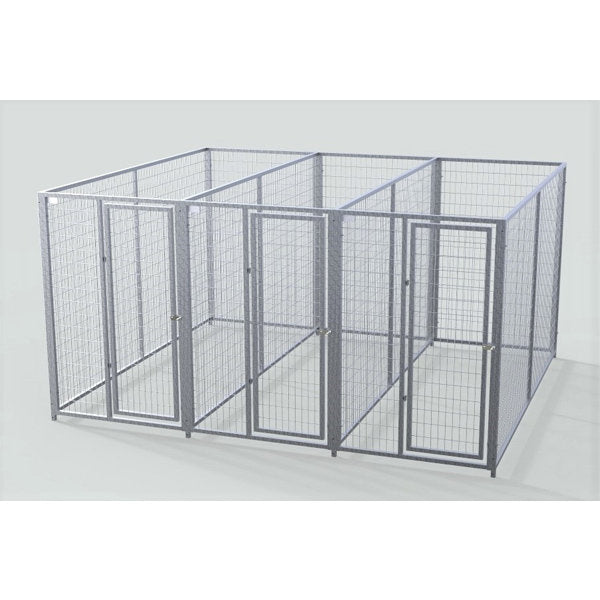 TK Products Complete 4’W x 10’L x 6’H Kennel Run w/ Stainless Steel Hardware - 3-Run Yes - Dog Kennels & Runs by TK Products