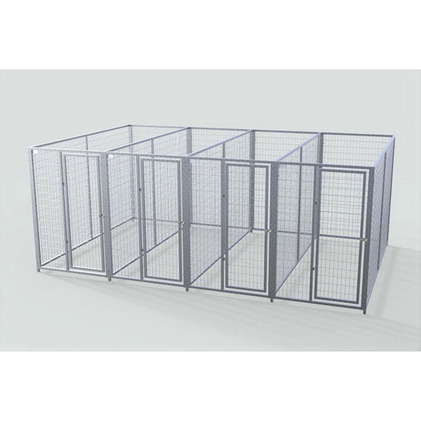 TK Products Complete 4’W x 10’L x 6’H Kennel Run w/ Stainless Steel Hardware - 4-Run Yes - Dog Kennels & Runs by TK Products