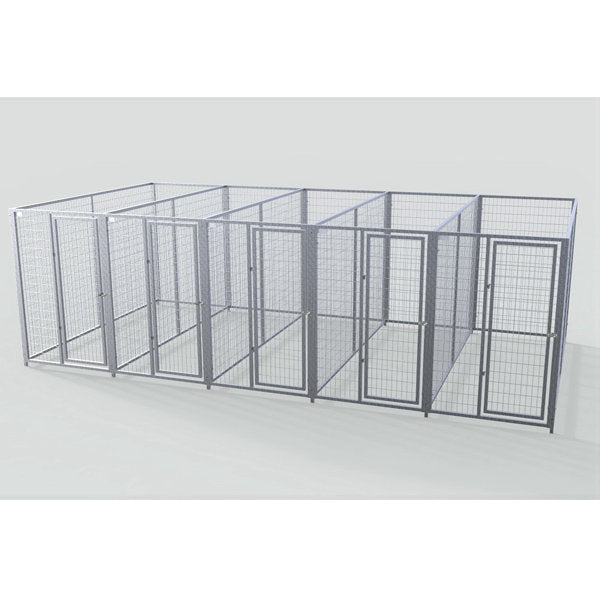 TK Products Complete 4’W x 10’L x 6’H Kennel Run w/ Stainless Steel Hardware - 5-Run Yes - Dog Kennels & Runs by TK Products