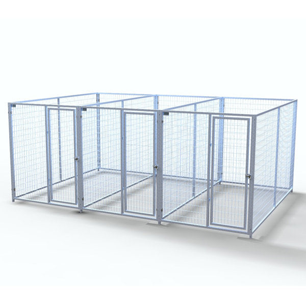 TK Products Complete 5’W x 10’L x 6’H Kennel Run w/ Stainless Steel Hardware - 3-Run Yes - Dog Kennels & Runs by TK Products