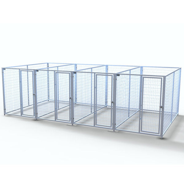 TK Products Complete 5’W x 10’L x 6’H Kennel Run w/ Stainless Steel Hardware - 4-Run Yes - Dog Kennels & Runs by TK Products