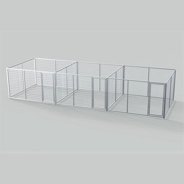 TK Products Complete Kennel Run 10’W x 10’L x 6’H w/ Stainless Steel Hardware - 3-Run Yes - Dog Kennels & Runs by TK Products