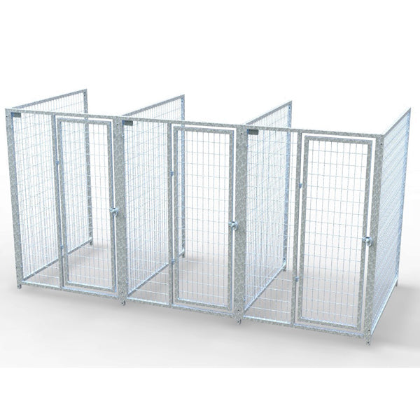 TK Products Complete 4’W x 5’L x 6’H Kennel Run w/ Stainless Steel Hardware - 3-Run No (Designed to go against a building) - Dog Kennels & Runs by TK Products