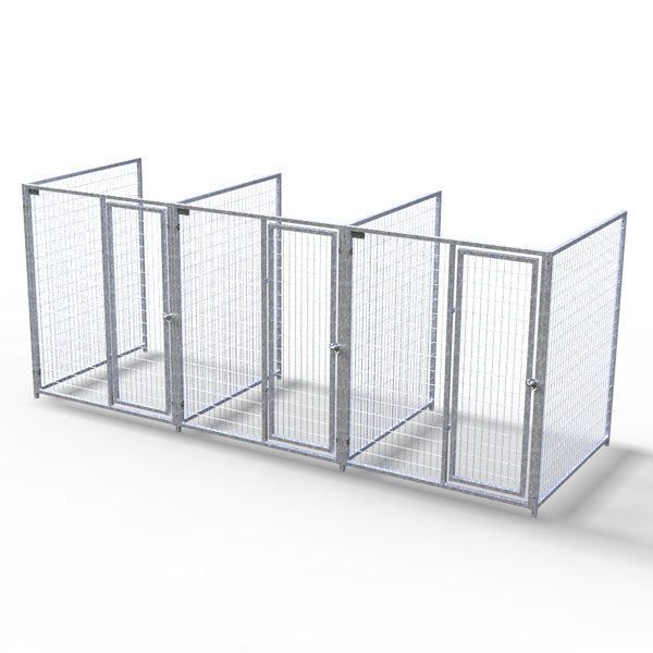 TK Products Complete 5’W x 5’L x 6’H Kennel Run w/ Stainless Steel Hardware - 3-Run No - Dog Kennels & Runs by TK Products
