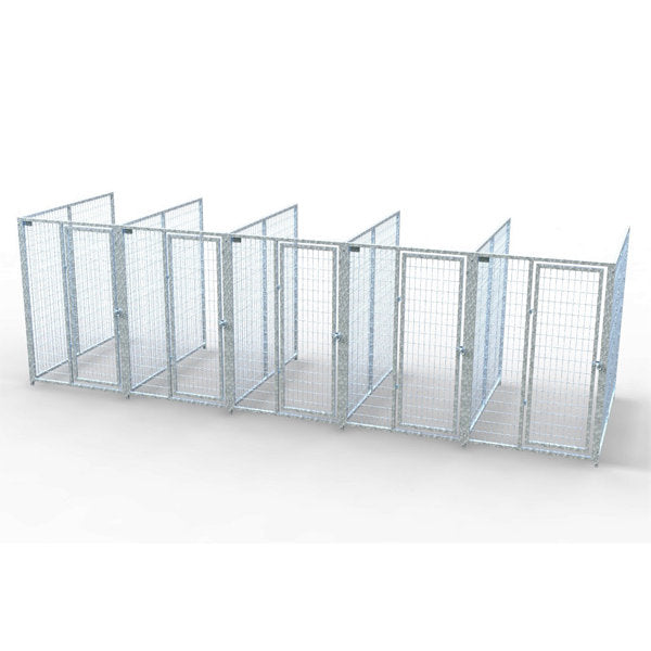 TK Products Complete 4’W x 6’L x 6’H Kennel Run w/ Stainless Steel Hardware - 5-Run No (Designed to go against a building) - Dog Kennels & Runs by TK Products