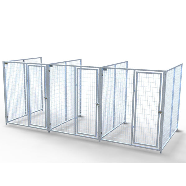 TK Products Complete 5’W x 6’L x 6’H Kennel Run w/ Stainless Steel Hardware - 3-Run No - Dog Kennels & Runs by TK Products
