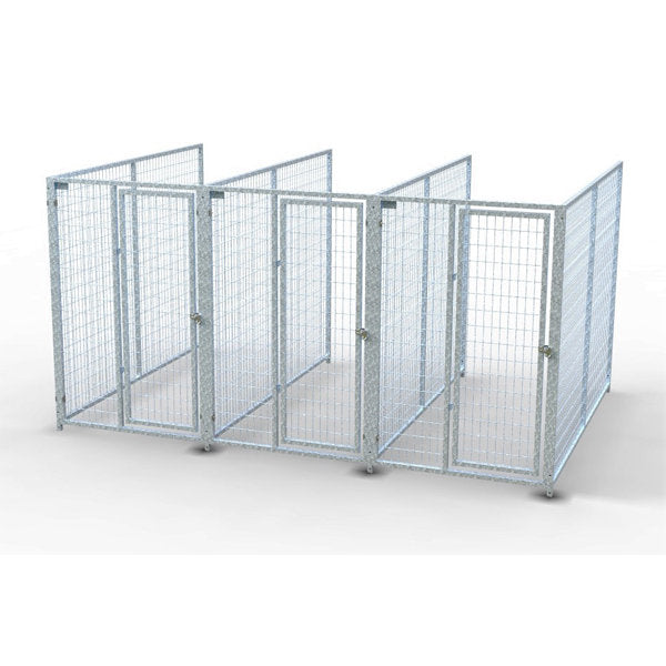 TK Products Complete 4’W x 8’L x 6’H Kennel Run w/ Stainless Steel Hardware - 3-Run No (Designed to go against a building) - Dog Kennels & Runs by TK Products