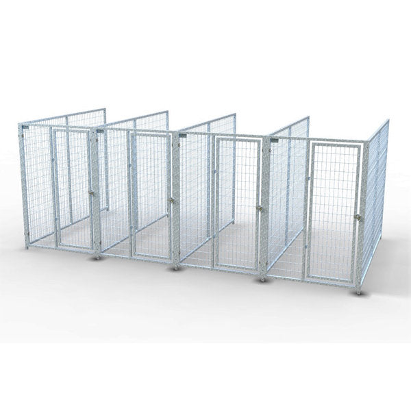 TK Products Complete 4’W x 8’L x 6’H Kennel Run w/ Stainless Steel Hardware - 4-Run No (Designed to go against a building) - Dog Kennels & Runs by TK Products