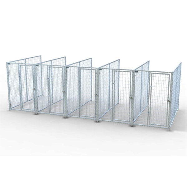 TK Products Complete 4’W x 8’L x 6’H Kennel Run w/ Stainless Steel Hardware - 5-Run No (Designed to go against a building) - Dog Kennels & Runs by TK Products