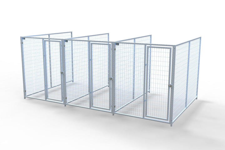 TK Products Complete 5’W x 8’L x 6’H Kennel Run w/ Stainless Steel Hardware - 3-Run No - Dog Kennels & Runs by TK Products