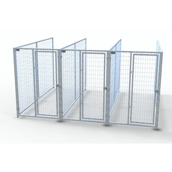 TK Products Complete 4’W x 10’L x 6’H Kennel Run w/ Stainless Steel Hardware - 3-Run No (Designed to go against a building) - Dog Kennels & Runs by TK Products