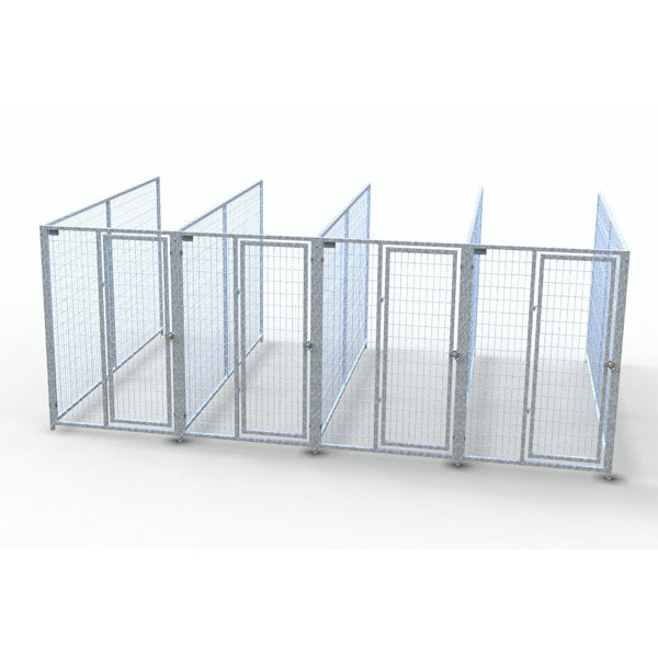 TK Products Complete 4’W x 10’L x 6’H Kennel Run w/ Stainless Steel Hardware - 4-Run No (Designed to go against a building) - Dog Kennels & Runs by TK Products