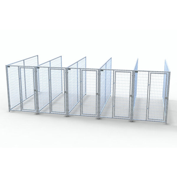 TK Products Complete 4’W x 10’L x 6’H Kennel Run w/ Stainless Steel Hardware - 5-Run No (Designed to go against a building) - Dog Kennels & Runs by TK Products