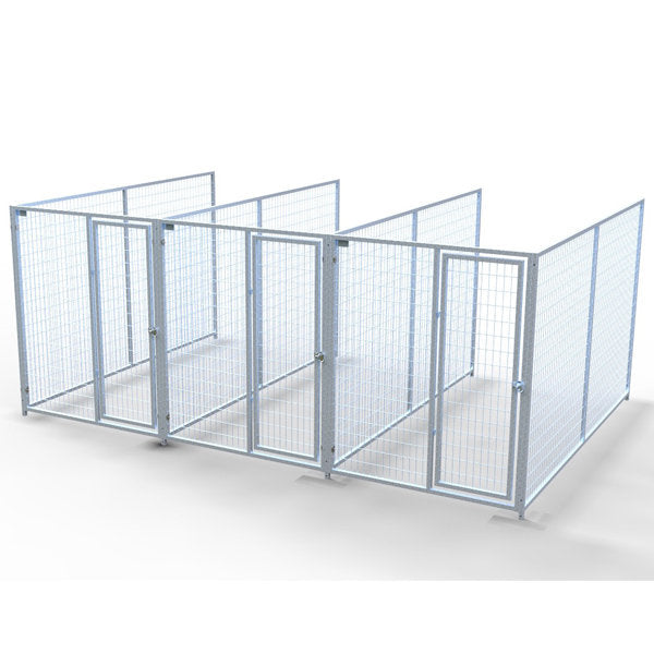 TK Products Complete 5’W x 10’L x 6’H Kennel Run w/ Stainless Steel Hardware - 3-Run No - Dog Kennels & Runs by TK Products