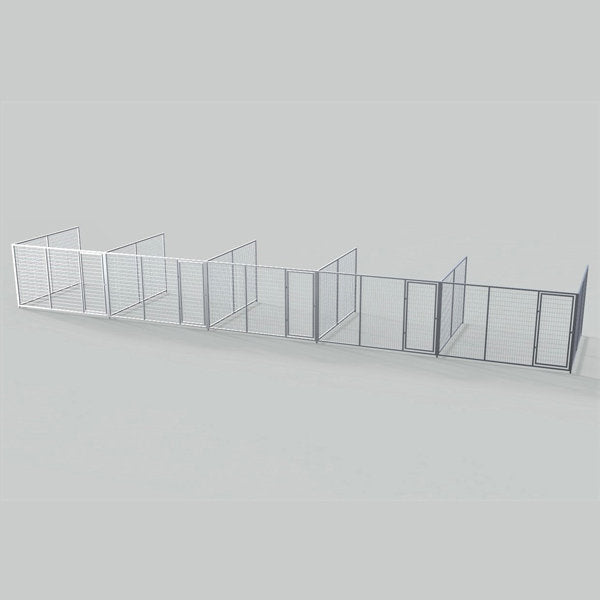TK Products Complete Kennel Run 10’W x 10’L x 6’H w/ Stainless Steel Hardware - 5-Run No (Designed to go against a building) - Dog Kennels & Runs by TK Products
