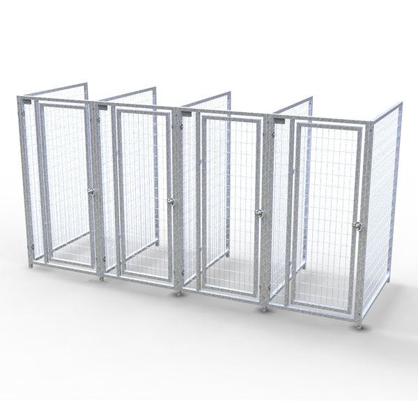 TK Products Complete 3’W x 4’L x 6’H Kennel Run w/ Stainless Steel Hardware - 4-Run No (Designed to go against a building) - Dog Kennels & Runs by TK Products