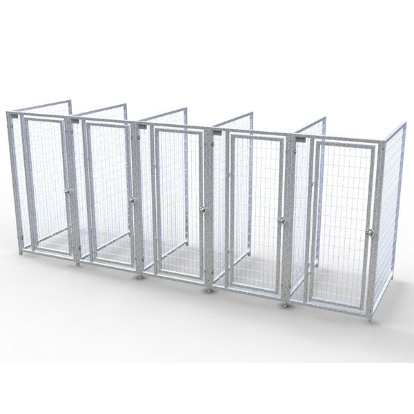 TK Products Complete 3’W x 4’L x 6’H Kennel Run w/ Stainless Steel Hardware - 5-Run No (Designed to go against a building) - Dog Kennels & Runs by TK Products