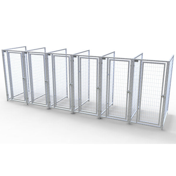 TK Products Complete 3’W x 4’L x 6’H Kennel Run w/ Stainless Steel Hardware - 6-Run No (Designed to go against a building) - Dog Kennels & Runs by TK Products