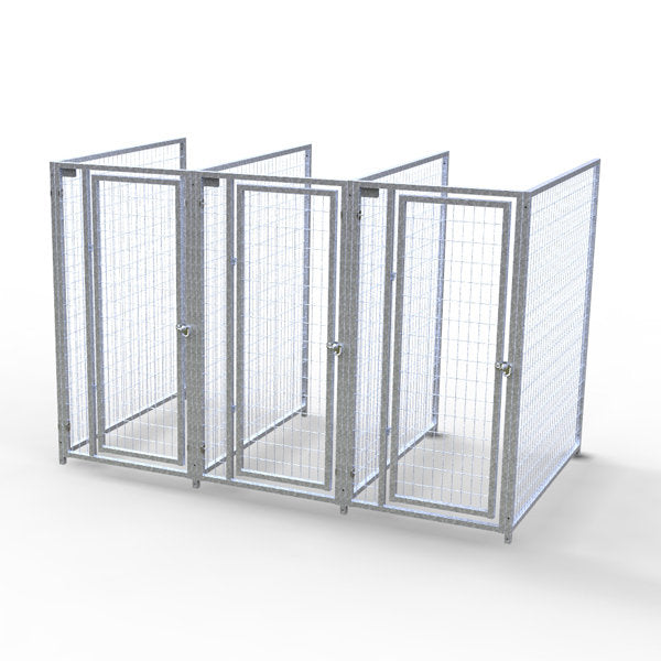 TK Products Complete 3’W x 5’L x 6’H Kennel Run w/ Stainless Steel Hardware - 3-Run No (Designed to go against a building) - Dog Kennels & Runs by TK Products