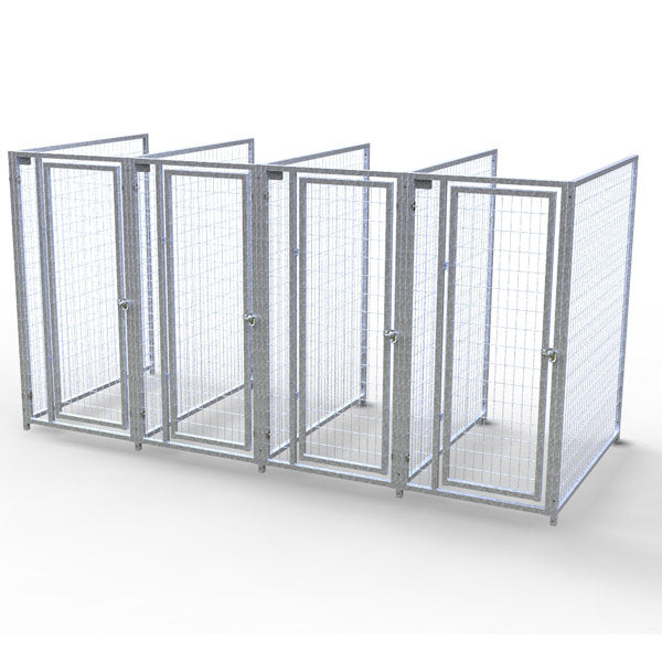 TK Products Complete 3’W x 5’L x 6’H Kennel Run w/ Stainless Steel Hardware - 4-Run No (Designed to go against a building) - Dog Kennels & Runs by TK Products