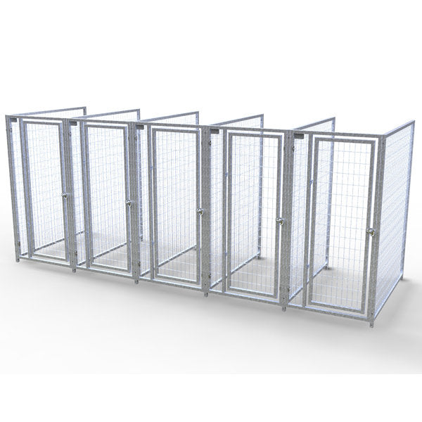 TK Products Complete 3’W x 5’L x 6’H Kennel Run w/ Stainless Steel Hardware - 5-Run No (Designed to go against a building) - Dog Kennels & Runs by TK Products