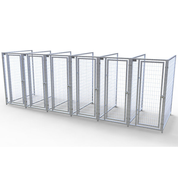 TK Products Complete 3’W x 5’L x 6’H Kennel Run w/ Stainless Steel Hardware - 6-Run No (Designed to go against a building) - Dog Kennels & Runs by TK Products