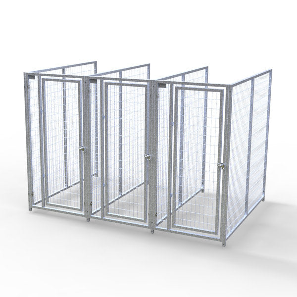 TK Products Complete 3’W x 6’L x 6’H Kennel Run w/ Stainless Steel Hardware - 3-Run No (Designed to go against a building) - Dog Kennels & Runs by TK Products