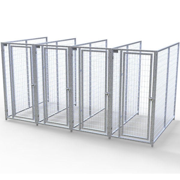 TK Products Complete 3’W x 6’L x 6’H Kennel Run w/ Stainless Steel Hardware - 4-Run No (Designed to go against a building) - Dog Kennels & Runs by TK Products