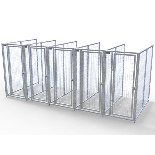 TK Products Complete 3’W x 6’L x 6’H Kennel Run w/ Stainless Steel Hardware - 5-Run No (Designed to go against a building) - Dog Kennels & Runs by TK Products