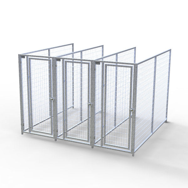 TK Products Complete 3’W x 8’L x 6’H Kennel Run w/ Stainless Steel Hardware - 3-Run No (Designed to go against a building) - Dog Kennels & Runs by TK Products