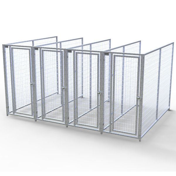 TK Products Complete 3’W x 8’L x 6’H Kennel Run w/ Stainless Steel Hardware - 4-Run No (Designed to go against a building) - Dog Kennels & Runs by TK Products