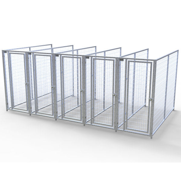 TK Products Complete 3’W x 8’L x 6’H Kennel Run w/ Stainless Steel Hardware - 5-Run No (Designed to go against a building) - Dog Kennels & Runs by TK Products