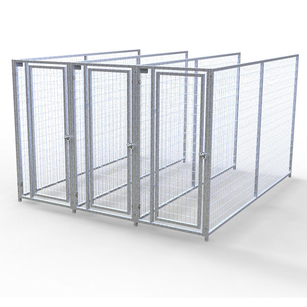 TK Products Complete 3’W x 10’L x 6’H Kennel Run w/ Stainless Steel Hardware - 3-Run No (Designed to go against a building) - Dog Kennels & Runs by TK Products