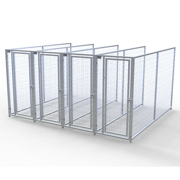 TK Products Complete 3’W x 10’L x 6’H Kennel Run w/ Stainless Steel Hardware - 4-Run No (Designed to go against a building) - Dog Kennels & Runs by TK Products