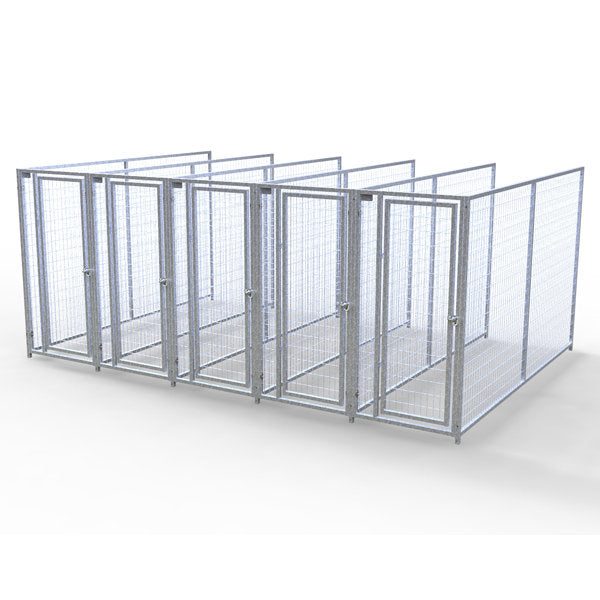 TK Products Complete 3’W x 10’L x 6’H Kennel Run w/ Stainless Steel Hardware - 5-Run No (Designed to go against a building) - Dog Kennels & Runs by TK Products