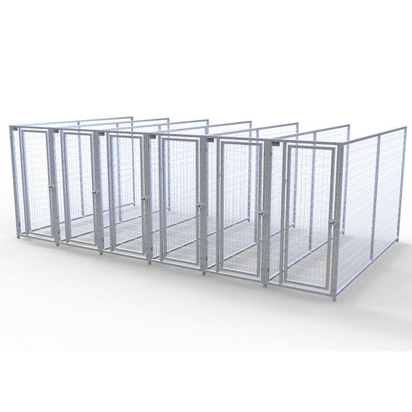 TK Products Complete 3’W x 10’L x 6’H Kennel Run w/ Stainless Steel Hardware - 6-Run No (Designed to go against a building) - Dog Kennels & Runs by TK Products