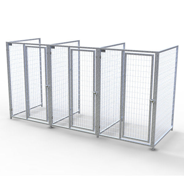 TK Products Complete 4’W x 4’L x 6’H Kennel Run w/ Stainless Steel Hardware - 3-Run No (Designed to go against a building) - Dog Kennels & Runs by TK Products