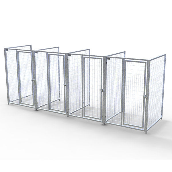 TK Products Complete 4’W x 4’L x 6’H Kennel Run w/ Stainless Steel Hardware - 4-Run No (Designed to go against a building) - Dog Kennels & Runs by TK Products