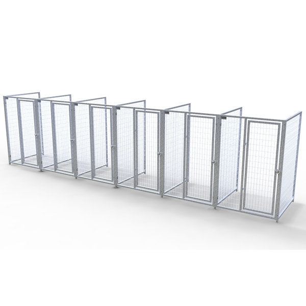 TK Products Complete 4’W x 4’L x 6’H Kennel Run w/ Stainless Steel Hardware - 6-Run No (Designed to go against a building) - Dog Kennels & Runs by TK Products