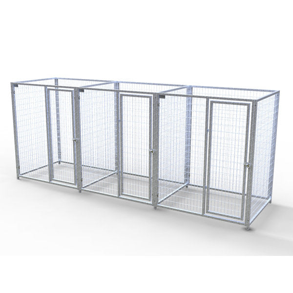 TK Products Complete 5’W x 4’L x 6’H Kennel Run w/ Stainless Steel Hardware - 3-Run Yes - Dog Kennels & Runs by TK Products
