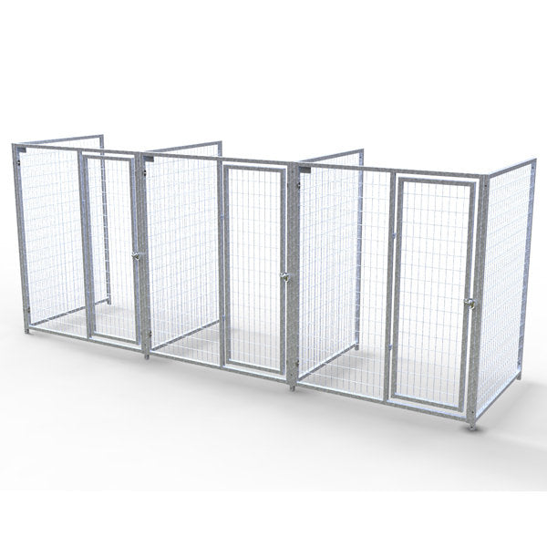 TK Products Complete 5’W x 4’L x 6’H Kennel Run w/ Stainless Steel Hardware - 3-Run No - Dog Kennels & Runs by TK Products
