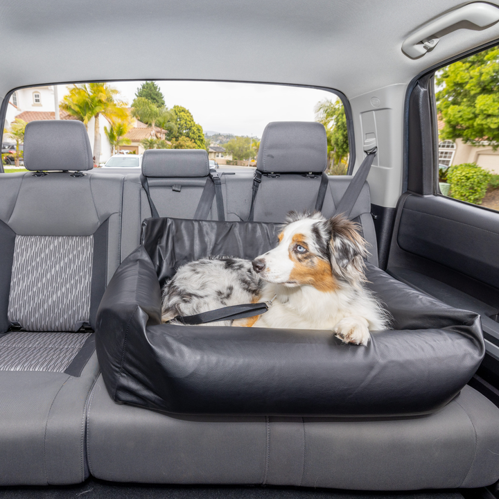 PupProtector™ Faux Leather Memory Foam Dog Car Bed - Black - - Travel by Paw.com