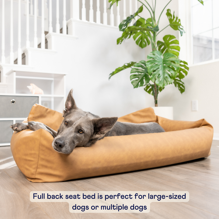PupProtector™ Faux Leather Memory Foam Dog Car Bed - Camel - - Travel by Paw.com