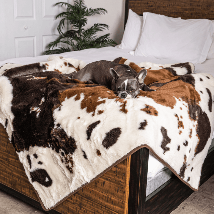 PupProtector™ Waterproof Throw Blanket - Brown Faux Cowhide - - Dog Blanket by Paw.com